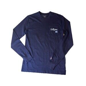 University Of Maine Black Bear Football Longsleeve Champion Shirt Adult Sm. Navy